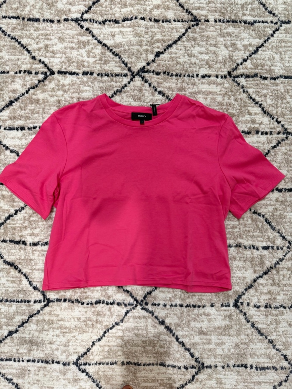 Theory Cropped Pink Azalea Crew Neck Tee